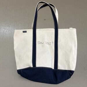 Vintage 90s Lands’ End Boat Tote Bag L.L.Bean Style W/Sew What Embroidery